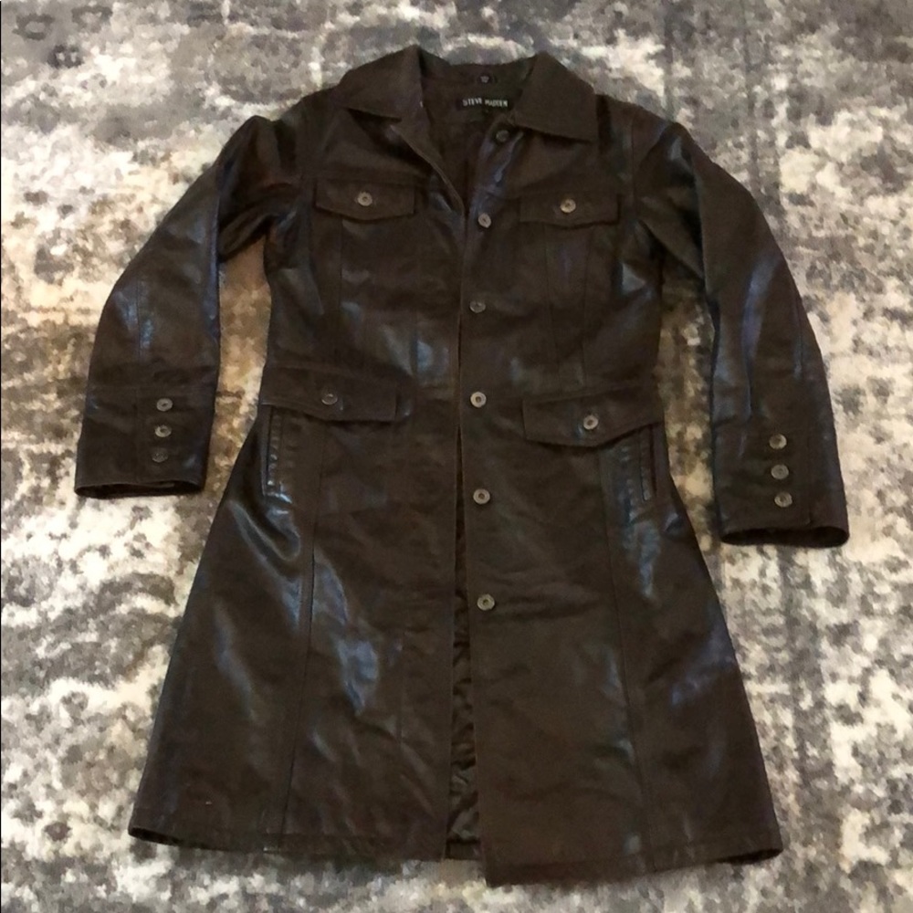 Vintage Steve Madden Genuine Leather Trench Coat M